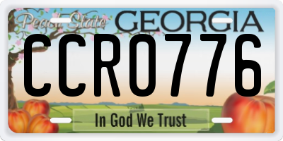 GA license plate CCR0776