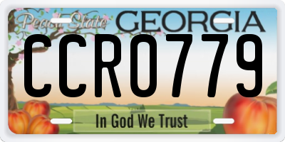 GA license plate CCR0779