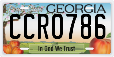 GA license plate CCR0786