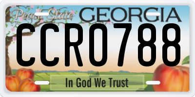 GA license plate CCR0788