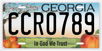 GA license plate CCR0789