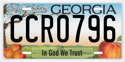GA license plate CCR0796