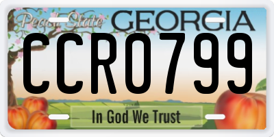 GA license plate CCR0799