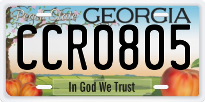 GA license plate CCR0805