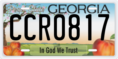 GA license plate CCR0817