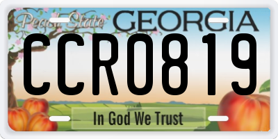 GA license plate CCR0819