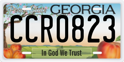GA license plate CCR0823