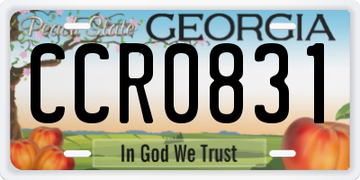 GA license plate CCR0831