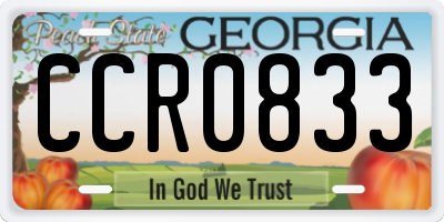 GA license plate CCR0833