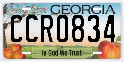 GA license plate CCR0834
