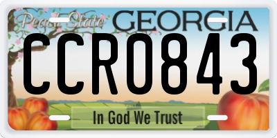 GA license plate CCR0843
