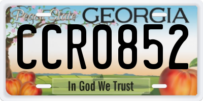 GA license plate CCR0852