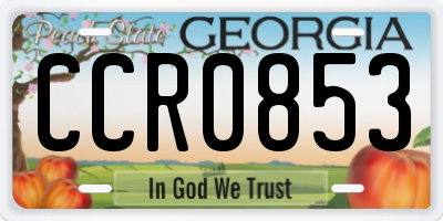 GA license plate CCR0853