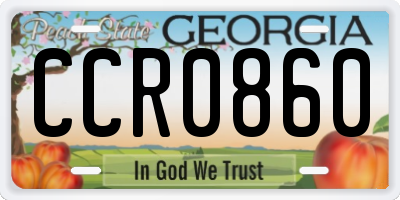 GA license plate CCR0860