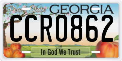 GA license plate CCR0862