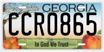 GA license plate CCR0865