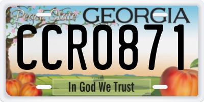 GA license plate CCR0871