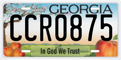 GA license plate CCR0875