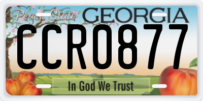 GA license plate CCR0877