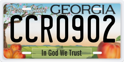 GA license plate CCR0902