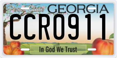 GA license plate CCR0911