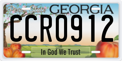 GA license plate CCR0912
