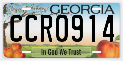 GA license plate CCR0914