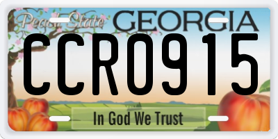 GA license plate CCR0915