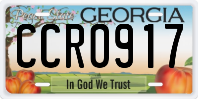 GA license plate CCR0917