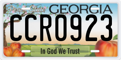 GA license plate CCR0923
