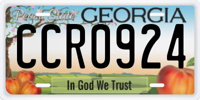 GA license plate CCR0924