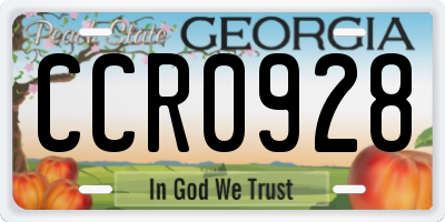 GA license plate CCR0928