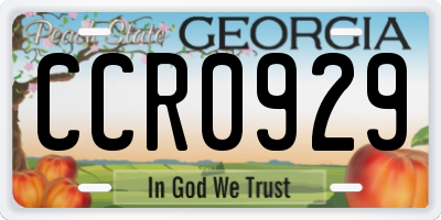 GA license plate CCR0929