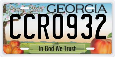 GA license plate CCR0932