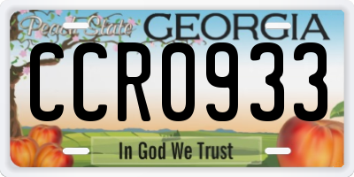 GA license plate CCR0933