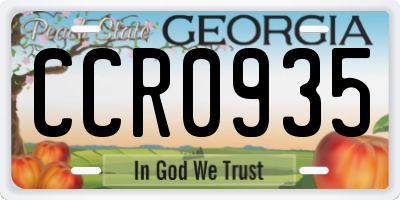 GA license plate CCR0935