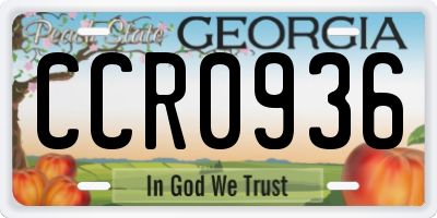 GA license plate CCR0936