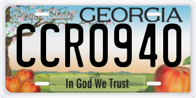 GA license plate CCR0940