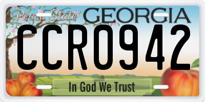 GA license plate CCR0942