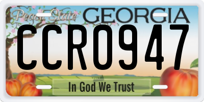 GA license plate CCR0947