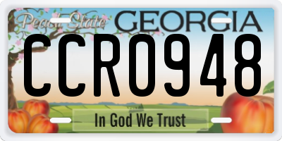 GA license plate CCR0948