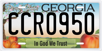 GA license plate CCR0950