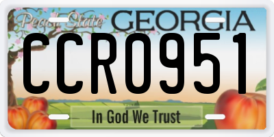 GA license plate CCR0951