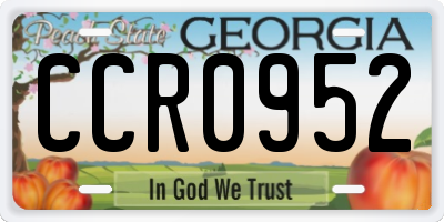 GA license plate CCR0952