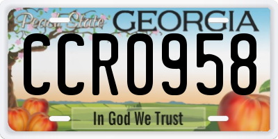 GA license plate CCR0958