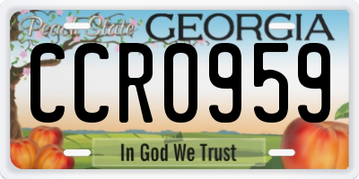 GA license plate CCR0959