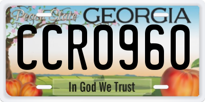 GA license plate CCR0960