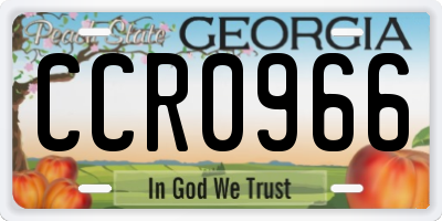 GA license plate CCR0966