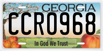 GA license plate CCR0968