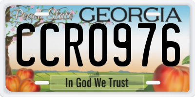 GA license plate CCR0976